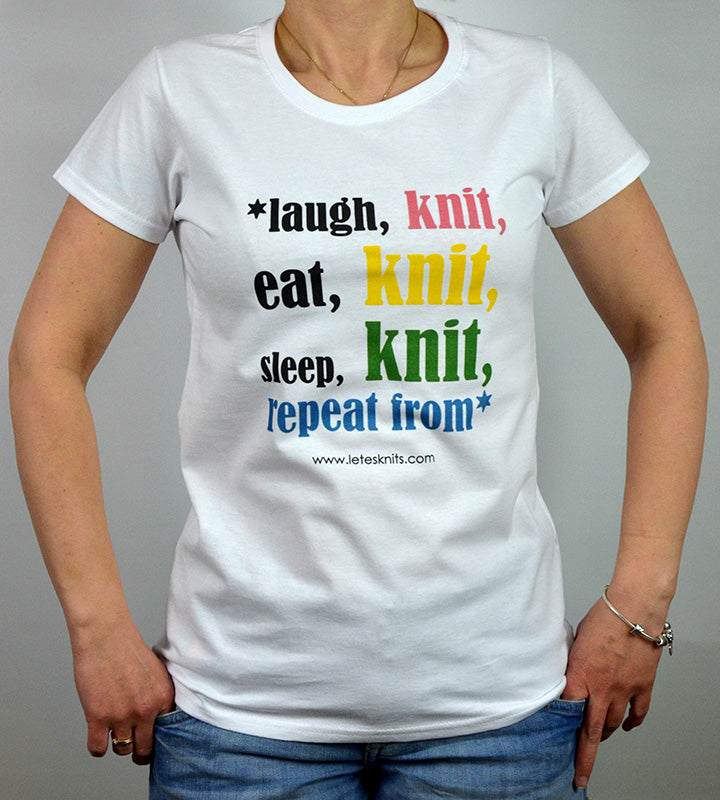 T-shirt - laugh knit eat knit sleep knit...