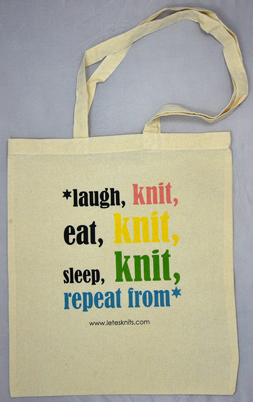 Tote Bag - laugh knit eat knit sleep knit...